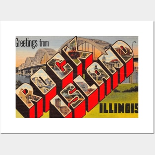 Greetings from Rock Island, Illinois - Vintage Large Letter Postcard Posters and Art